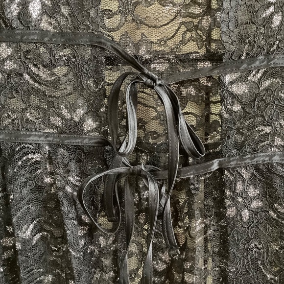 I.N.C Lace Jacket Tie Front Black Silver SZ PM - Picture 6 of 15